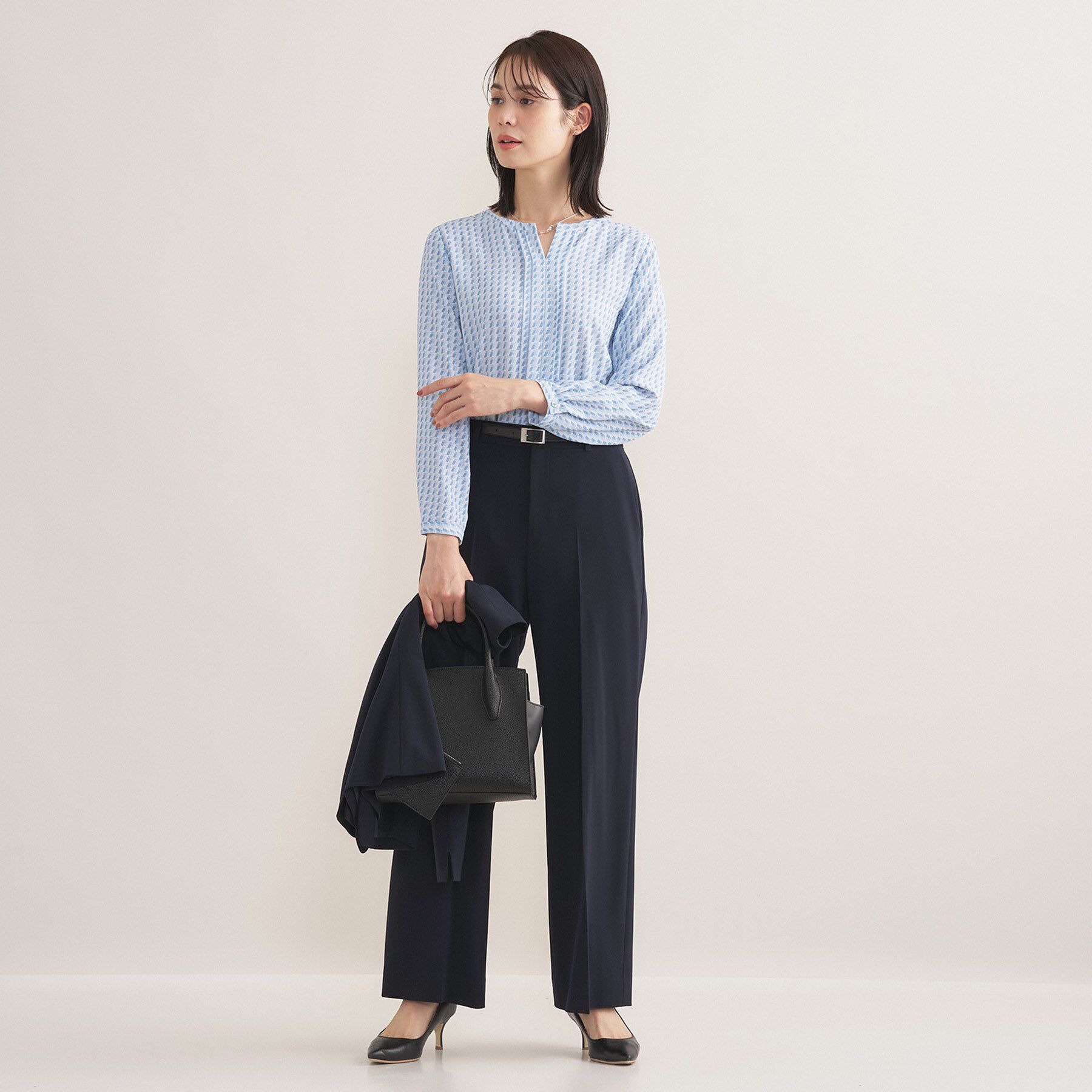 INDIVI「【洗える／透けにくい】ジオメ柄プリントブラウス」|シャツ・ブラウス|