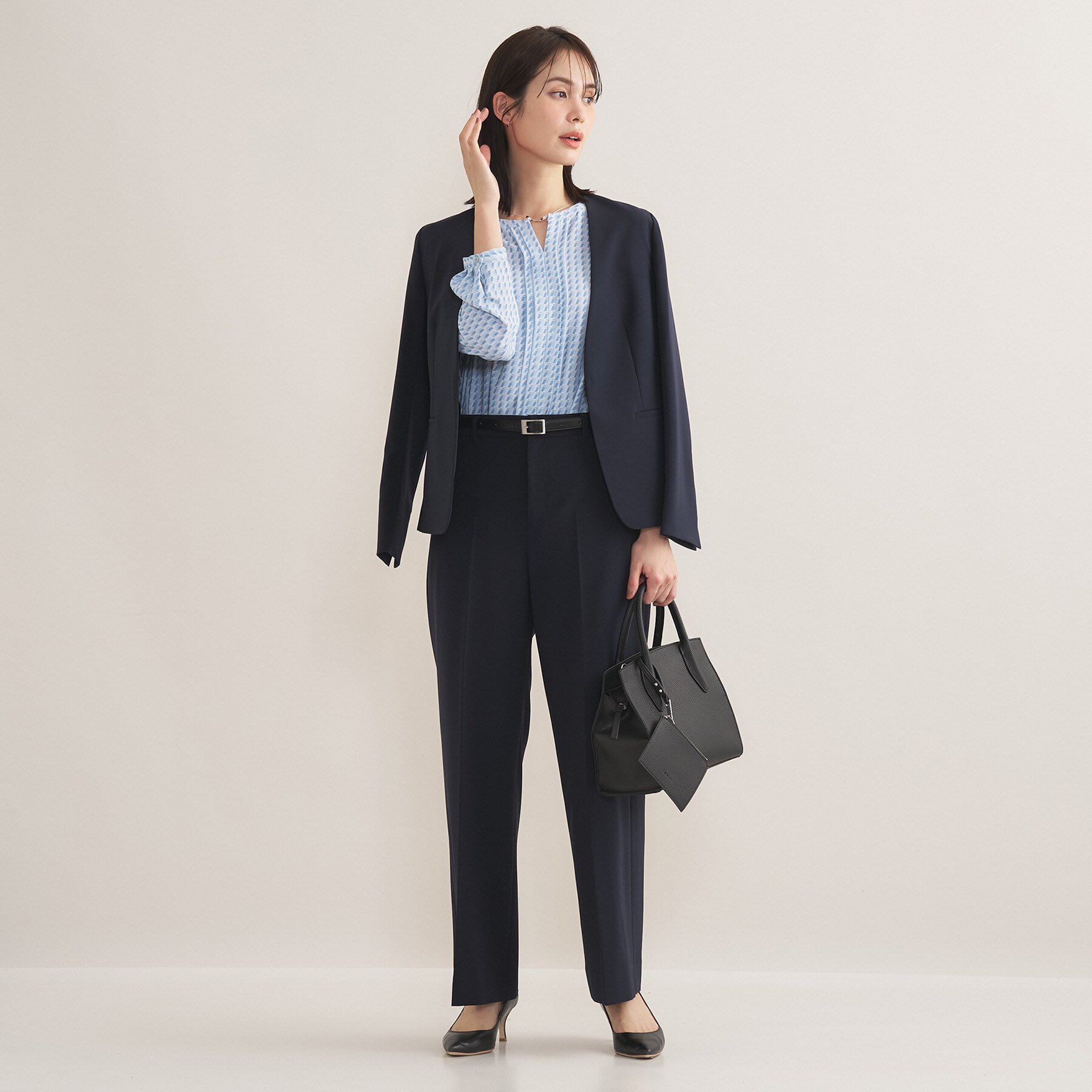 INDIVI「【洗える／透けにくい】ジオメ柄プリントブラウス」|シャツ・ブラウス|