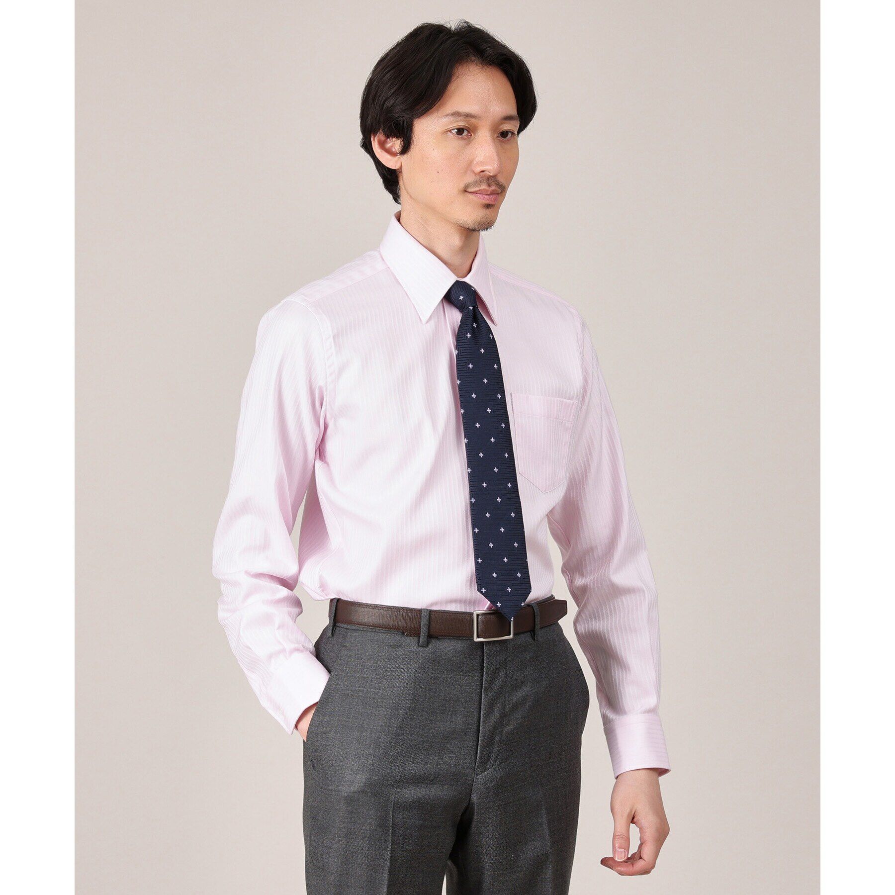 TAKEO KIKUCHI「ドビーストライプ ビジネス シャツ」|シャツ・ブラウス|ベビーピンク(071