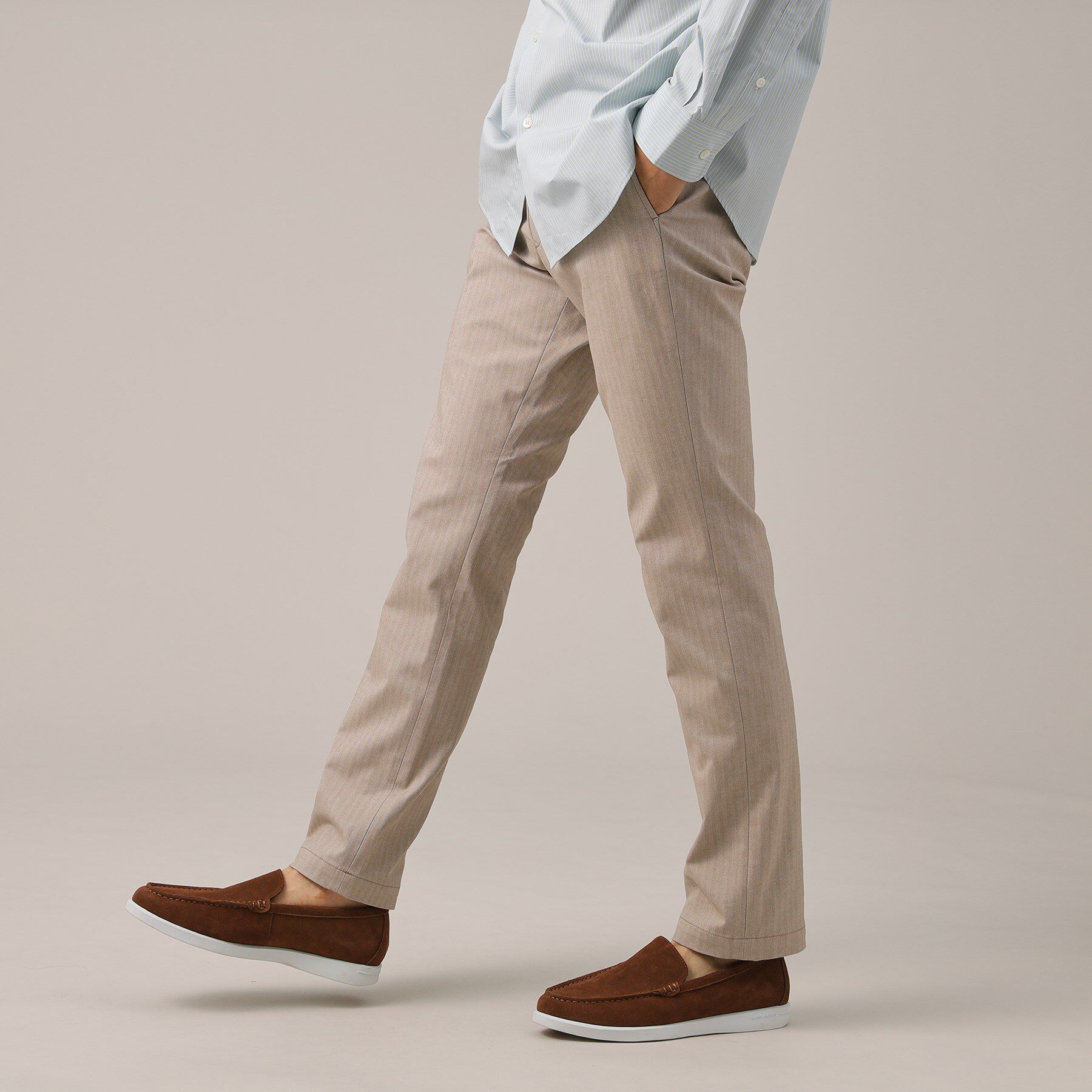 TAKEO KIKUCHI「【Made in JAPAN】播州織 ヘリンボン ストレート パンツ」|その他|ベージュ(052)