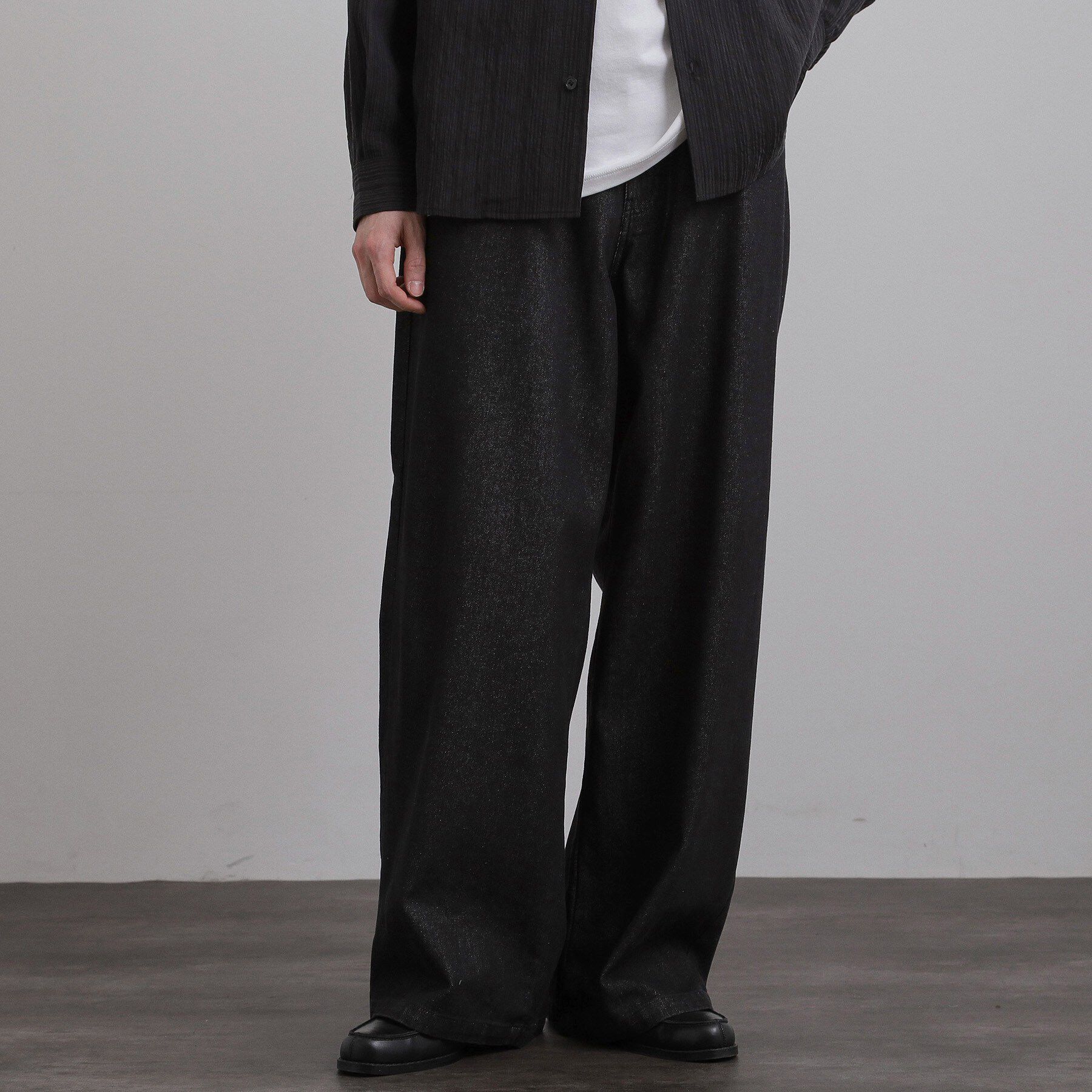 tk.TAKEO KIKUCHI「スーパーワイドバギーデニムパンツ」|デニム|ブラック(019)