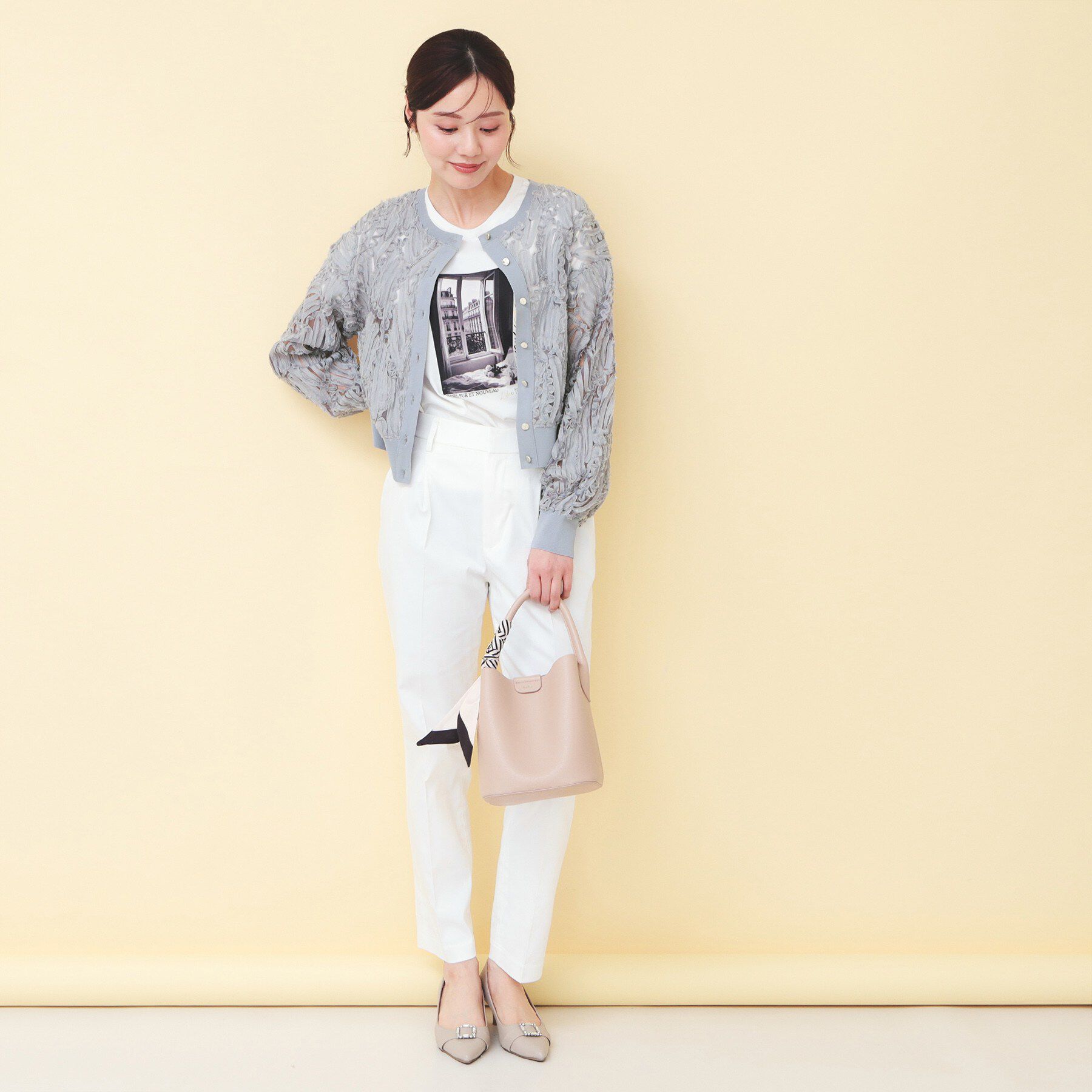 index「シアー幾何刺繍カーディガン【洗濯機OK】」|カーディガン|