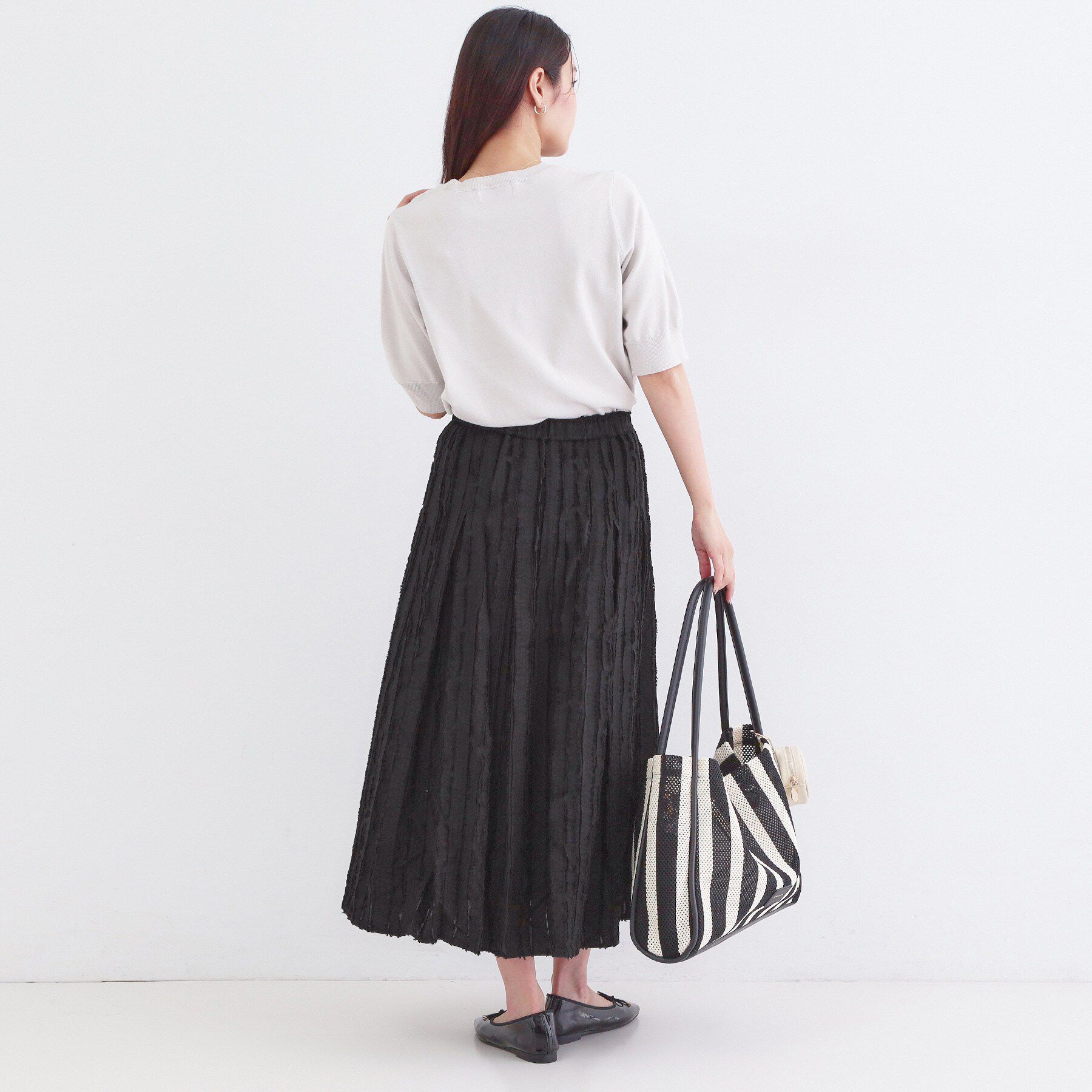 OPAQUE.CLIP「フリンジジャカード タックフレアスカート【洗濯機OK】」|スカート|