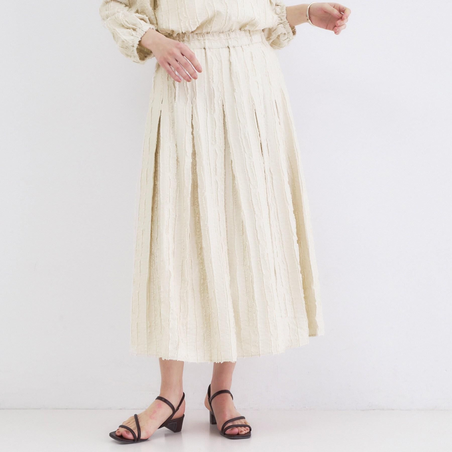 OPAQUE.CLIP「フリンジジャカード タックフレアスカート【洗濯機OK】」|スカート|