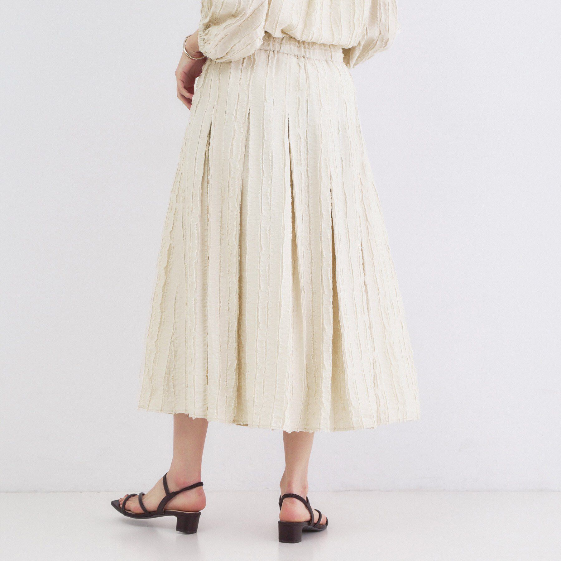 OPAQUE.CLIP「フリンジジャカード タックフレアスカート【洗濯機OK】」|スカート|