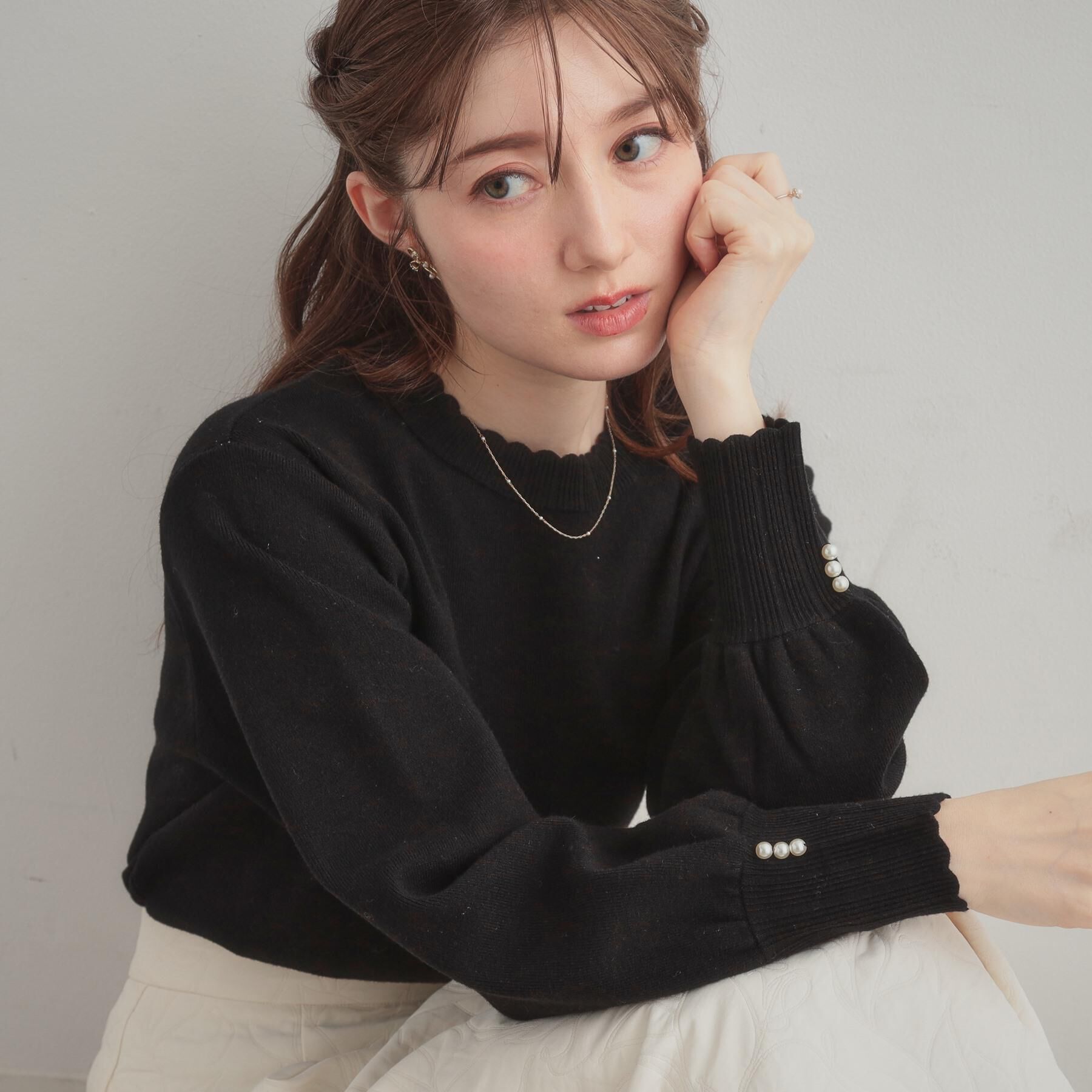 Couture broach「【洗える/スカラデザイン】パフスリーブ ニット」|ニット・セーター|