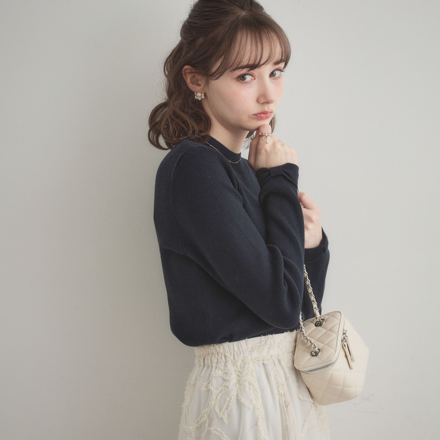 Couture broach「【洗える・着映え】袖リボン リブニット」|ニット・セーター|