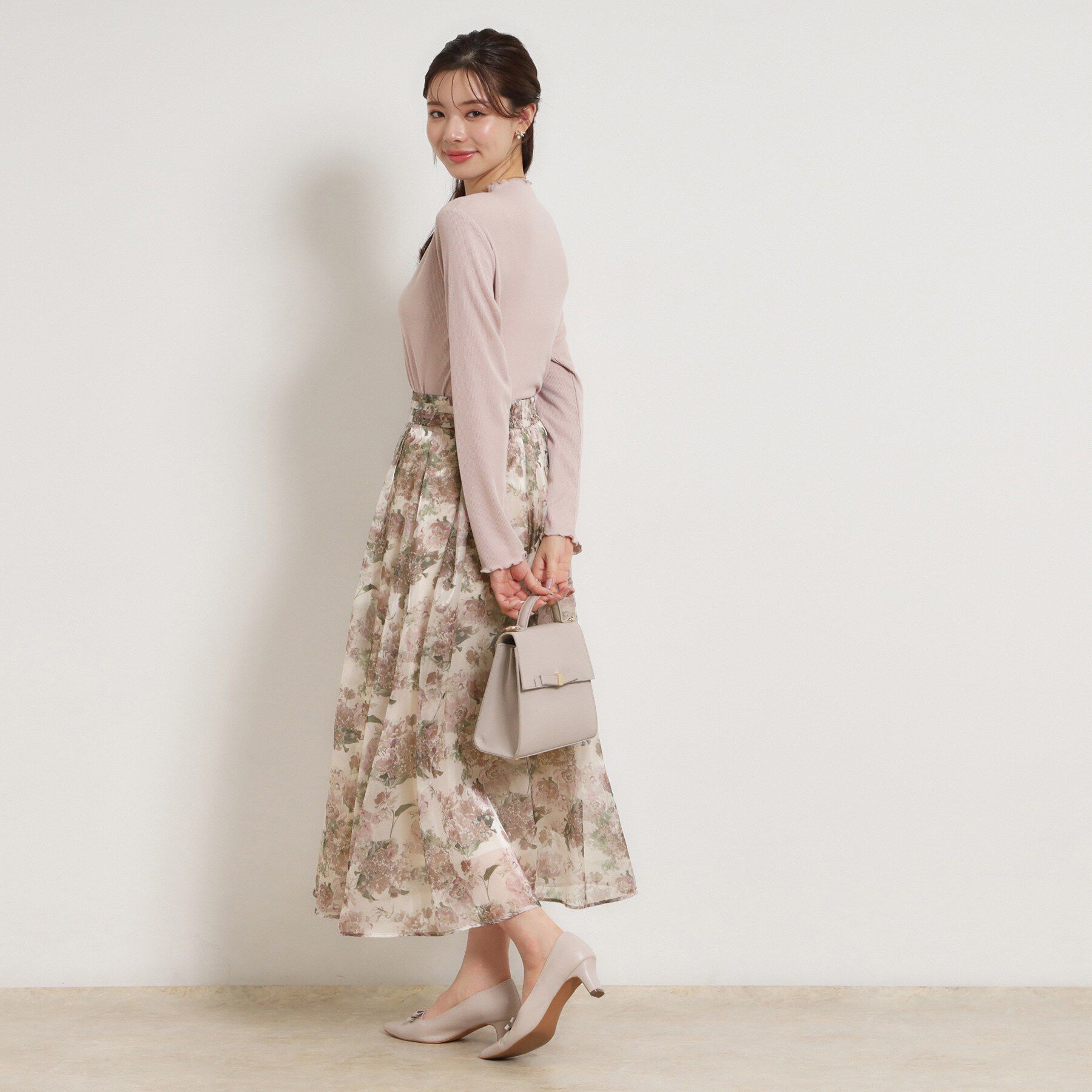 Couture broach「【洗える・通勤】Springオーガンフルールスカート」|スカート|