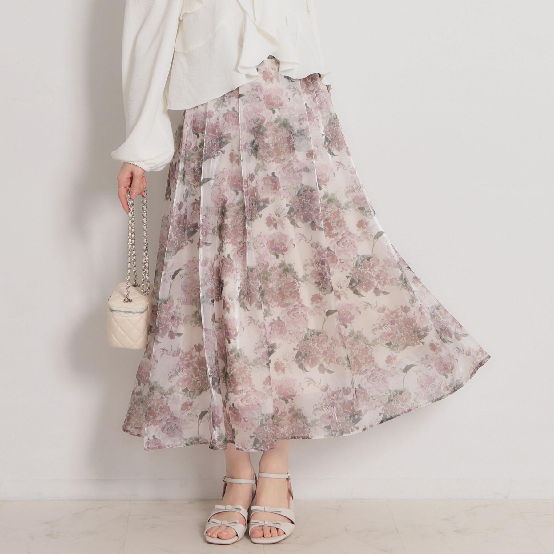 Couture broach「【洗える・通勤】Springオーガンフルールスカート」|スカート|
