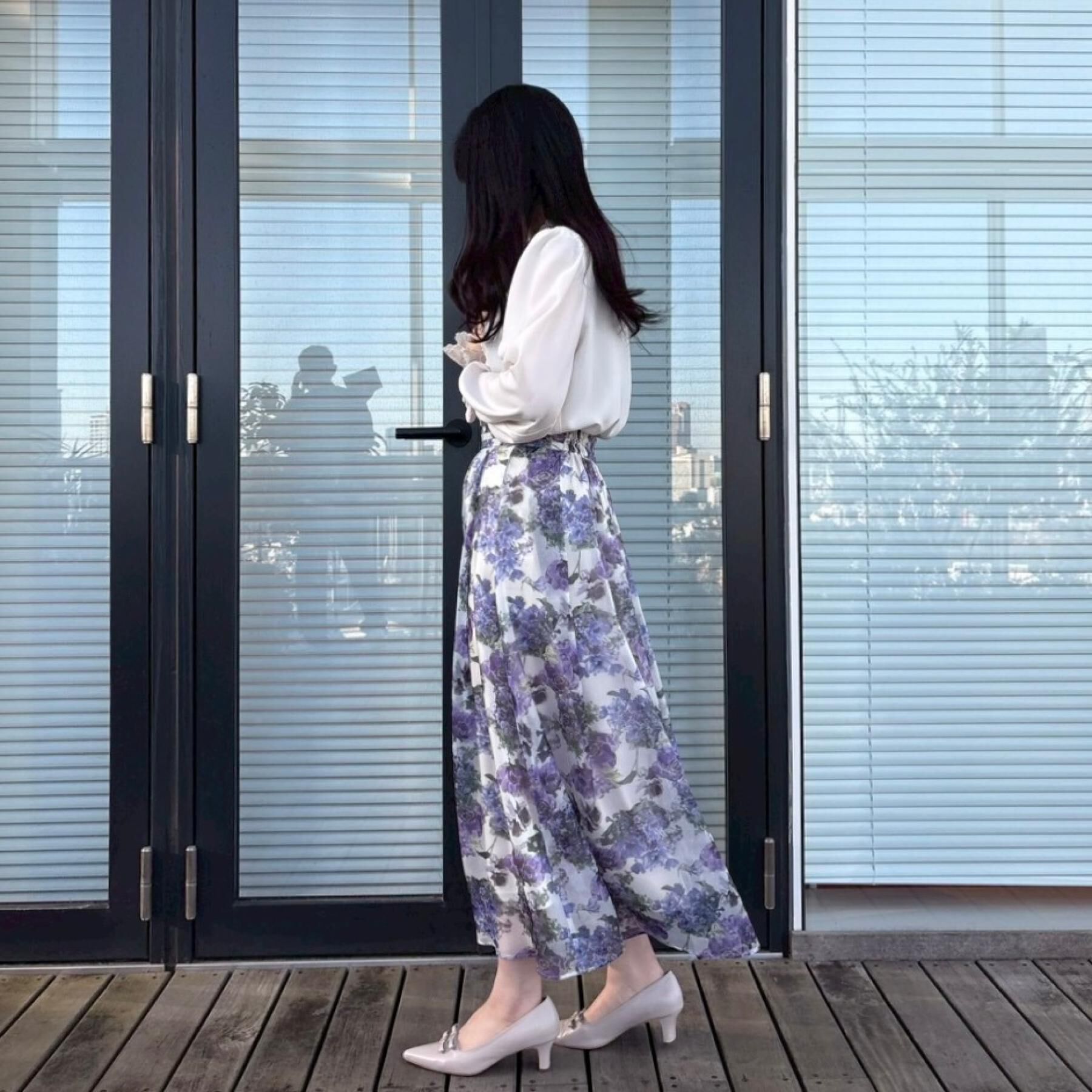 Couture broach「【洗える・通勤】Springオーガンフルールスカート」|スカート|