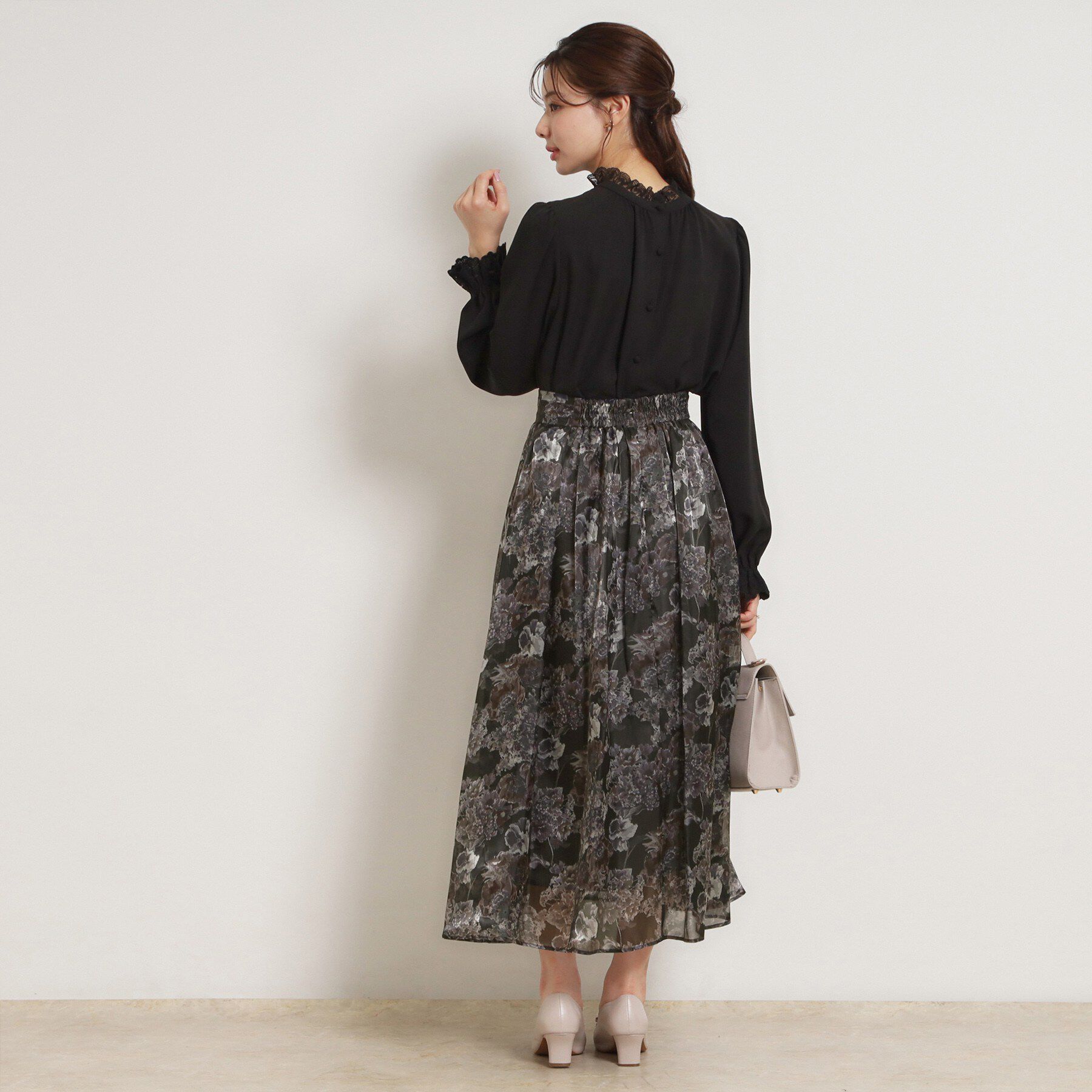 Couture broach「【洗える・通勤】Springオーガンフルールスカート」|スカート|