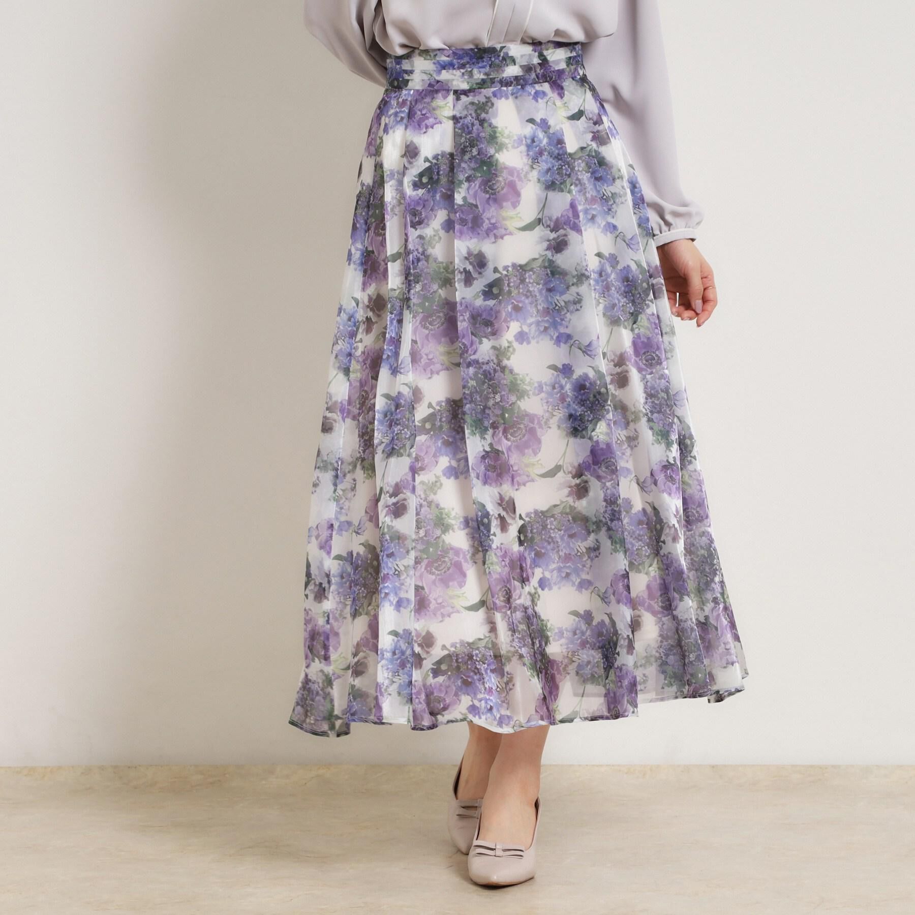 Couture broach「【洗える・通勤】Springオーガンフルールスカート」|スカート|パープル(181)