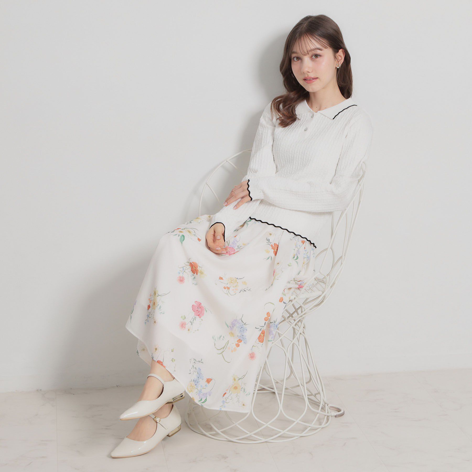 Couture broach「【洗える着映え】ビジュー釦ポロニット」|ニット・セーター|