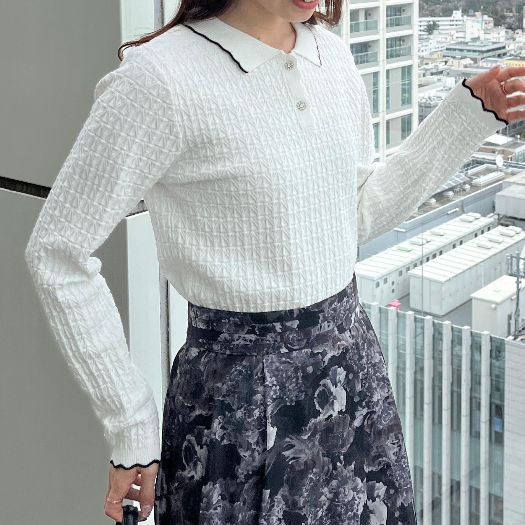 Couture broach「【洗える着映え】ビジュー釦ポロニット」|ニット・セーター|