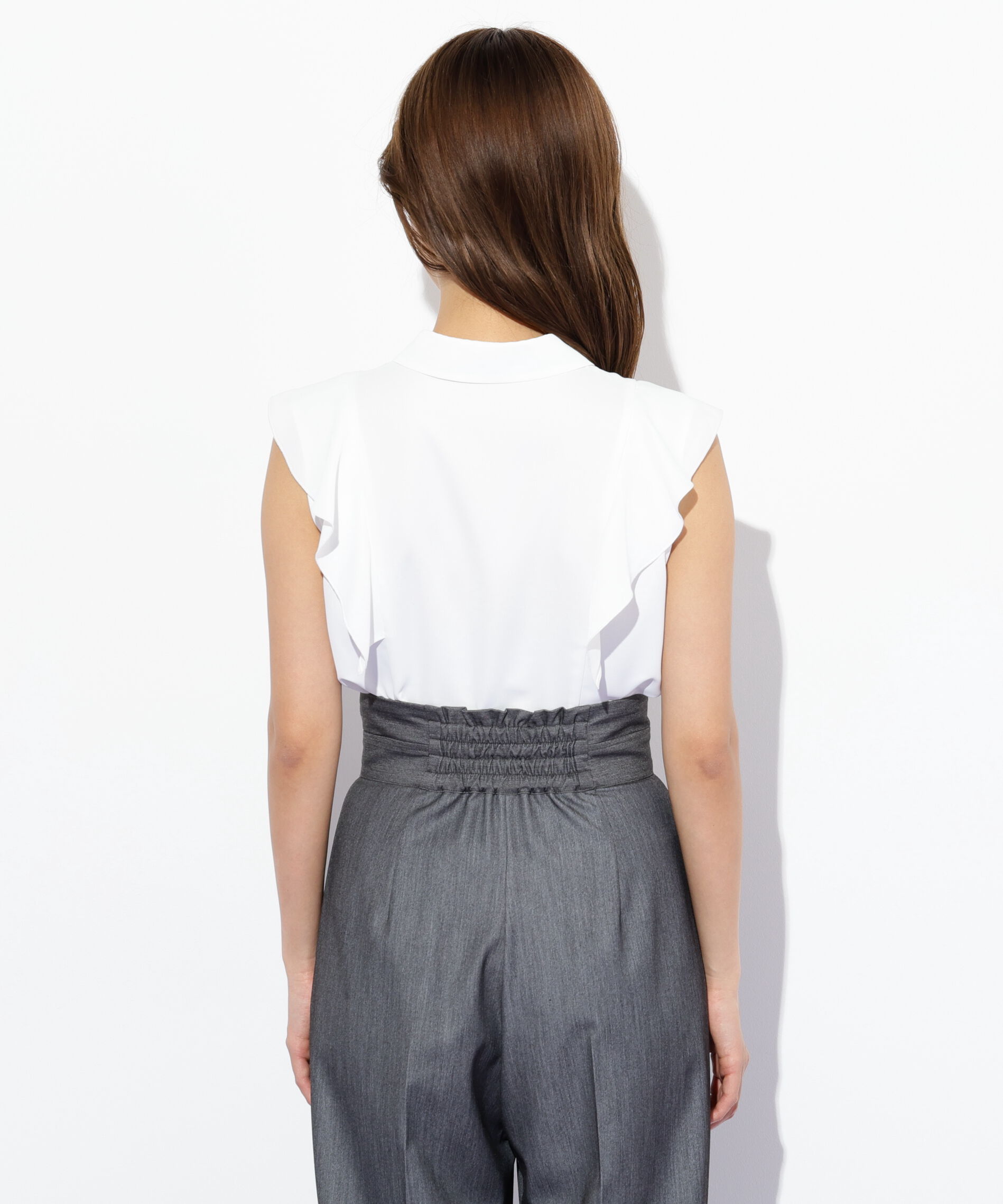  「リボン付きピンタックノースリーブブラウス」|シャツ・ブラウス|