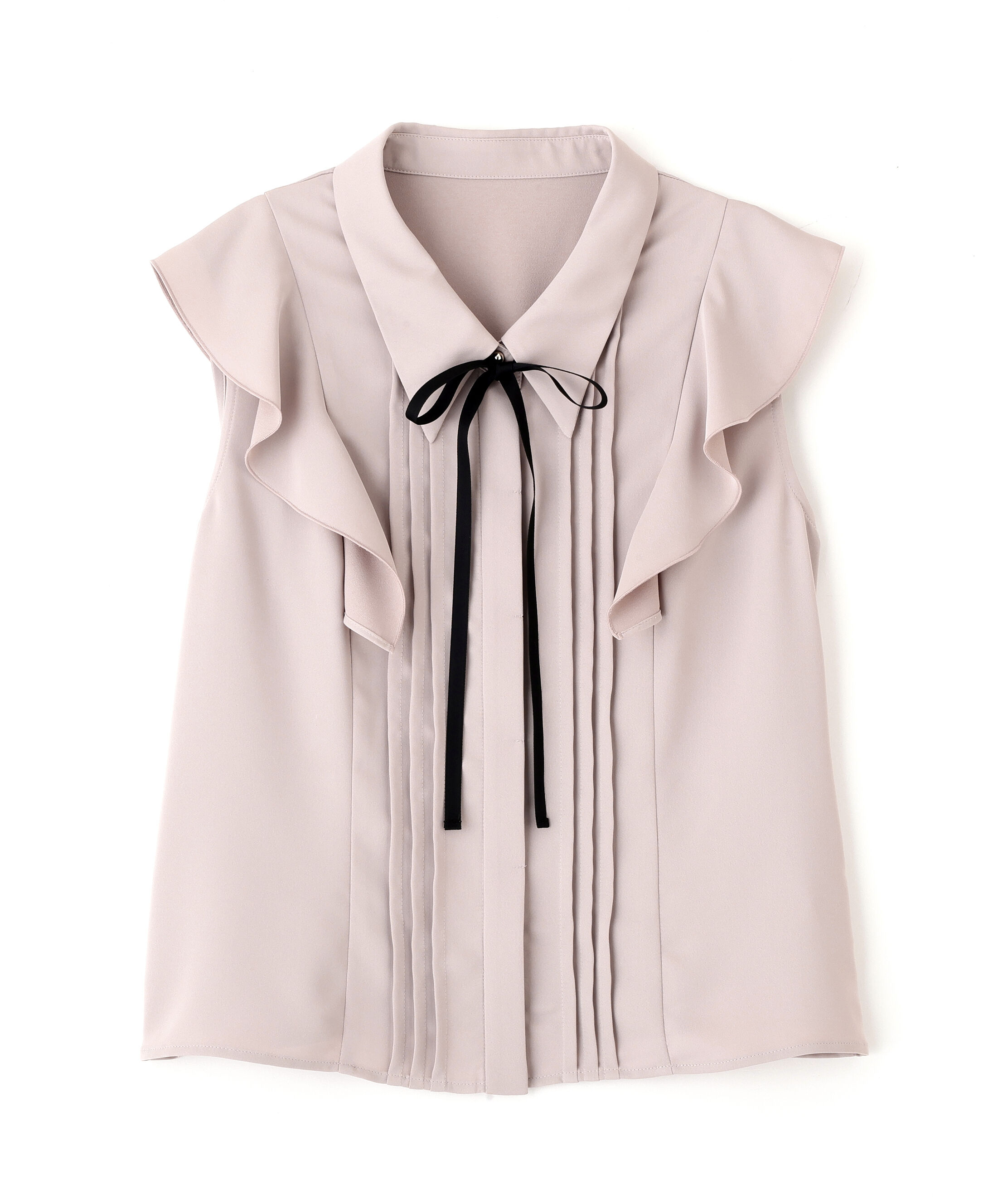  「リボン付きピンタックノースリーブブラウス」|シャツ・ブラウス|