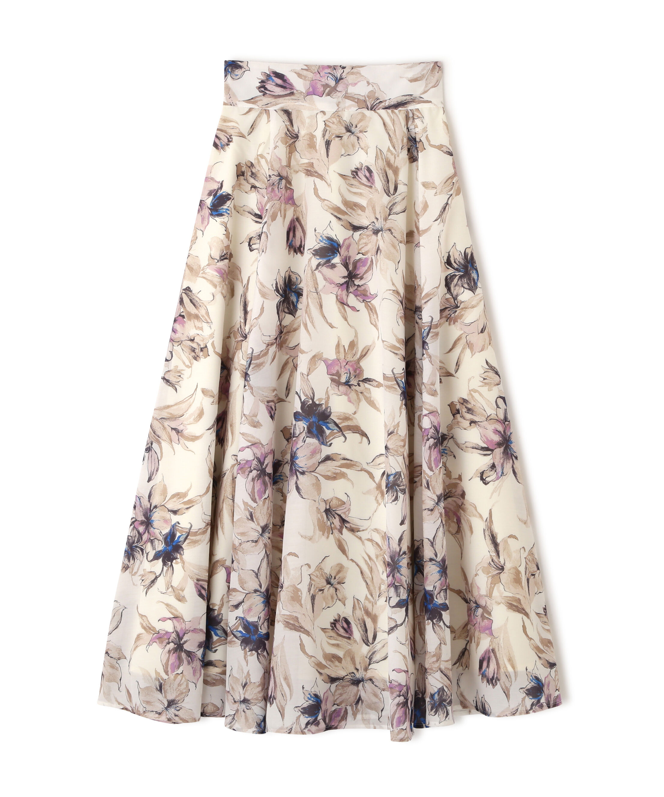  「シアーアートフラワープリントスカート」|スカート|ホワイト1