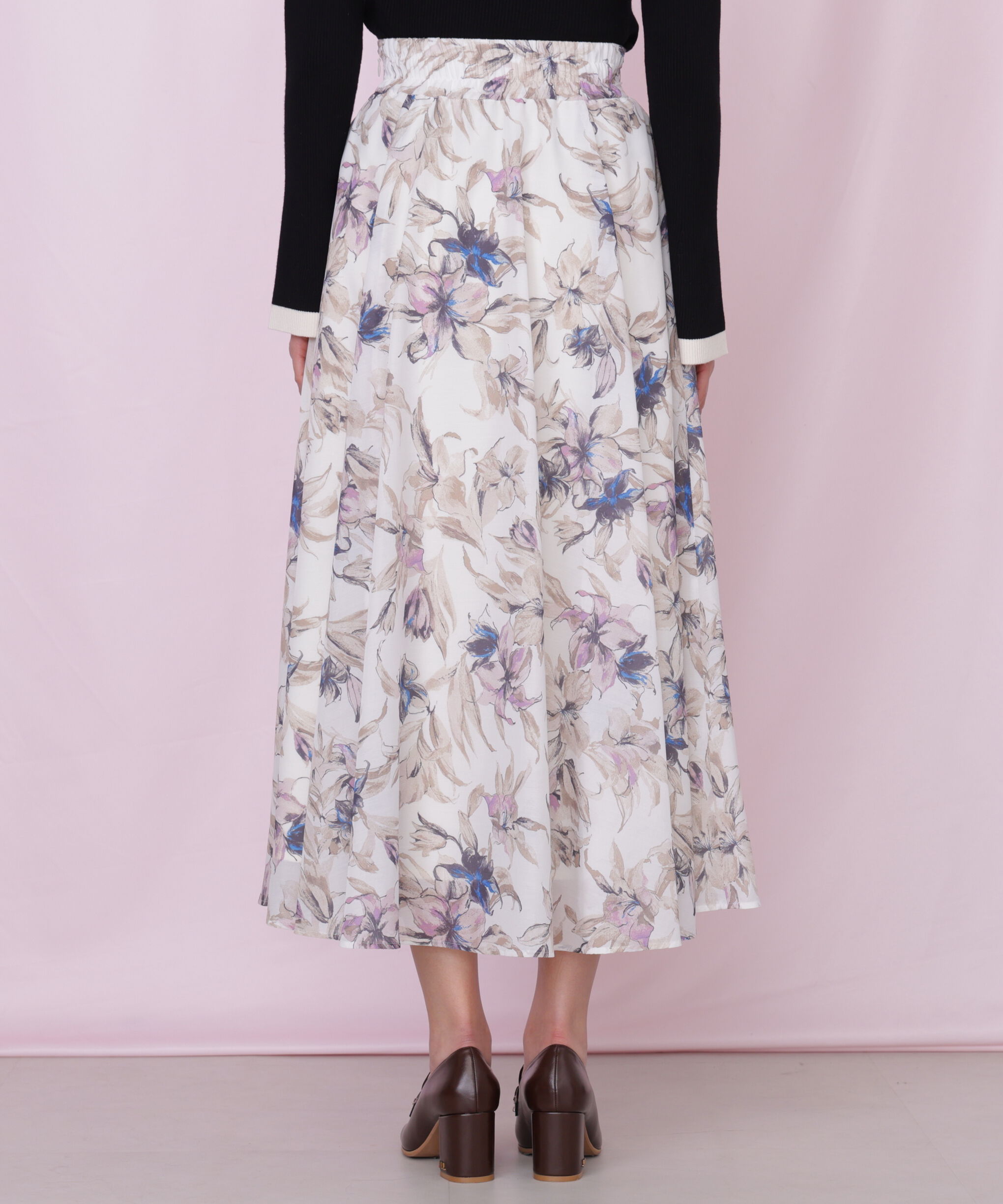  「シアーアートフラワープリントスカート」|スカート|