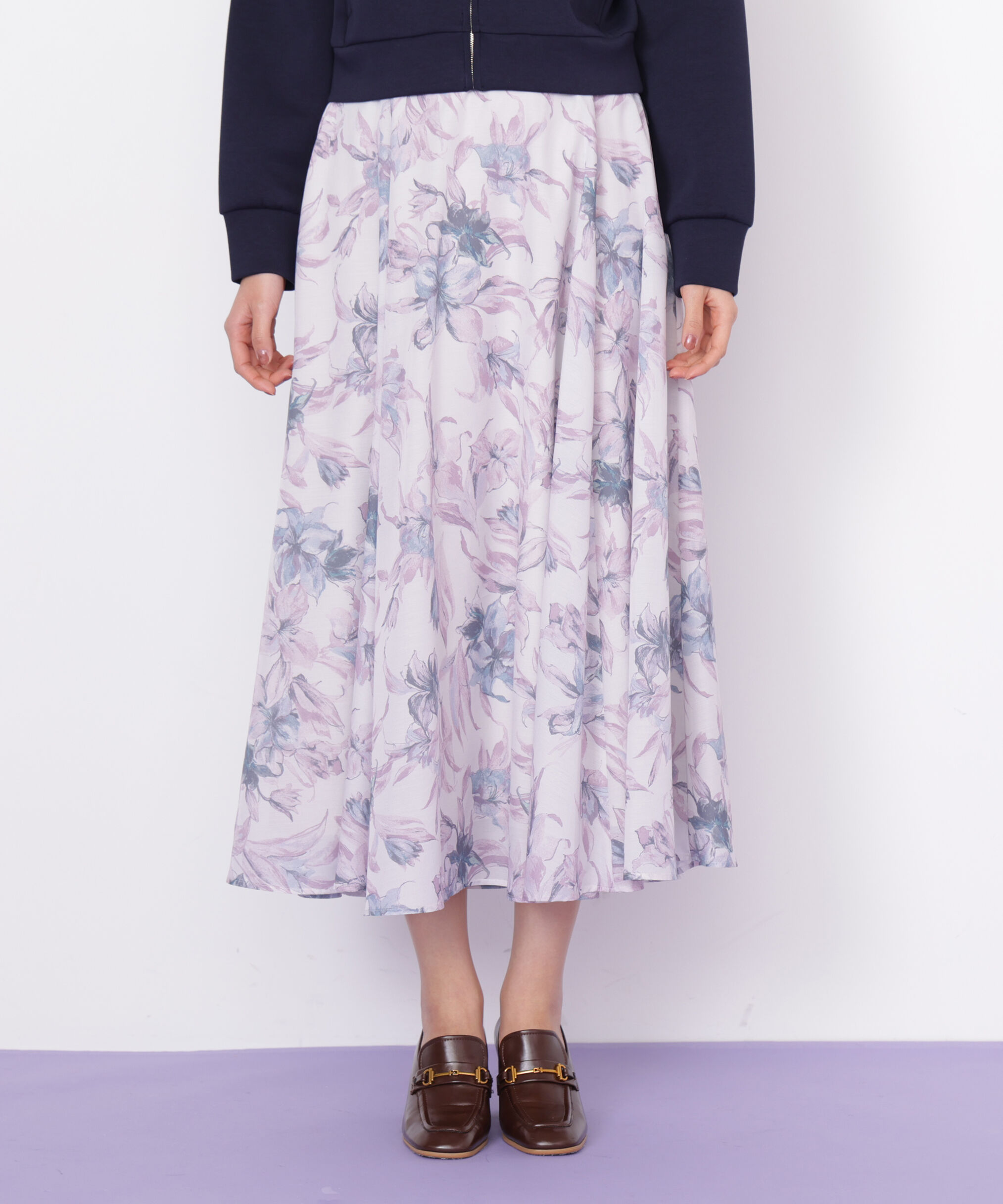  「シアーアートフラワープリントスカート」|スカート|