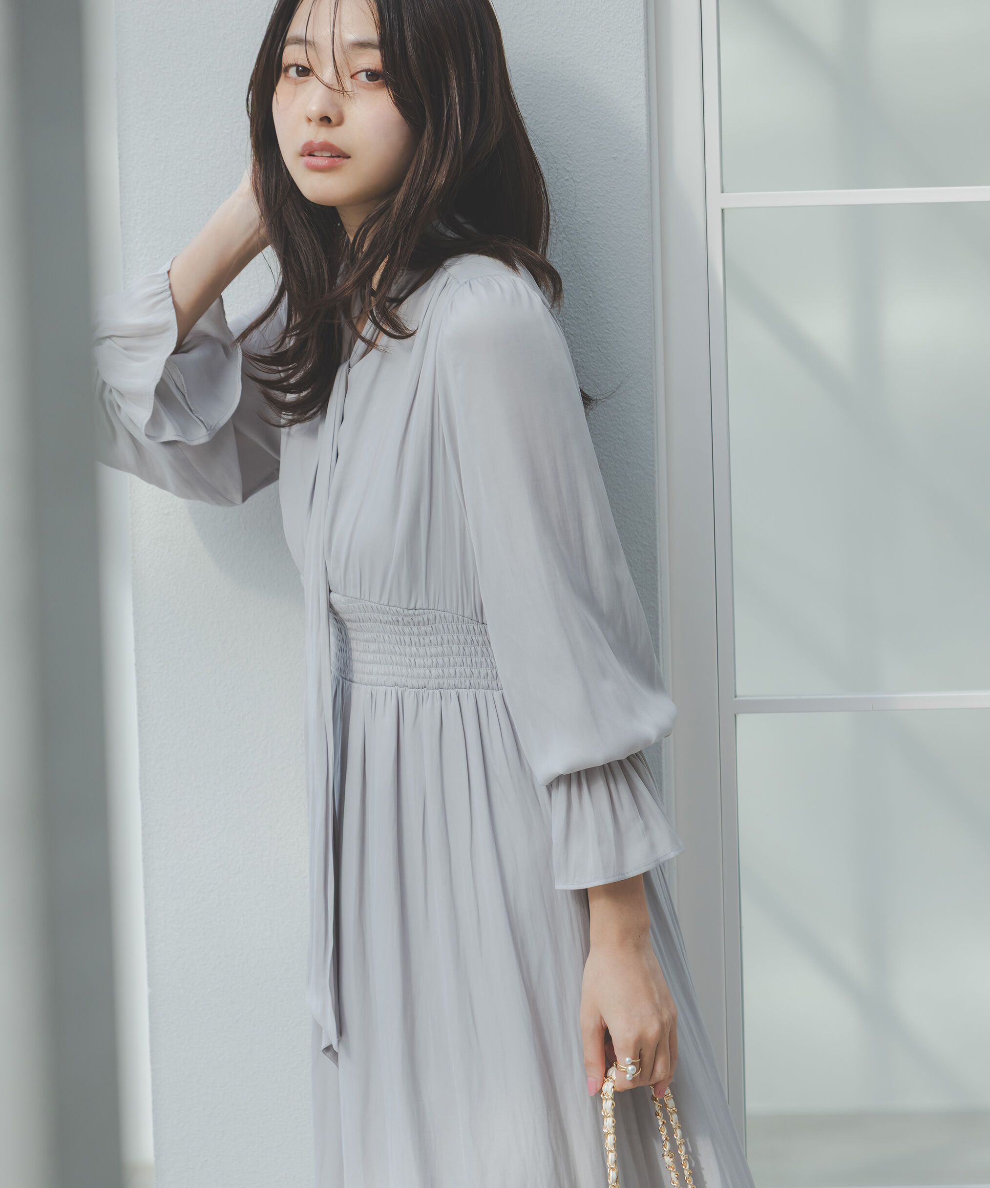 PROPORTION BODY DRESSING「タイ付きギャザーワンピース」|ワンピース|