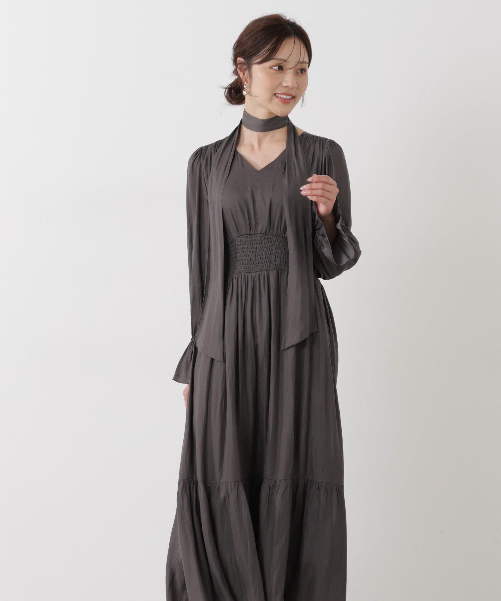 PROPORTION BODY DRESSING「タイ付きギャザーワンピース」|ワンピース|