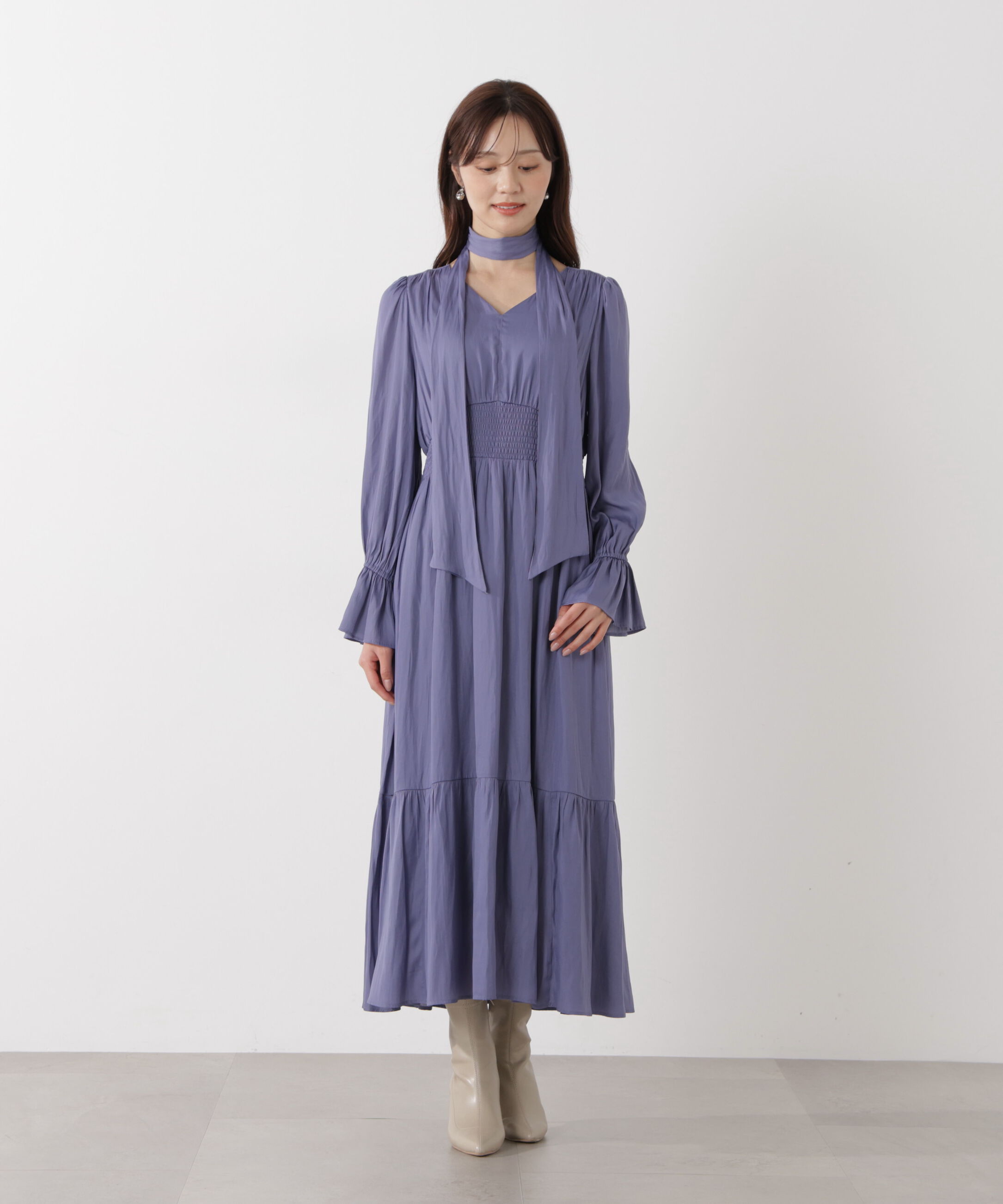 PROPORTION BODY DRESSING「タイ付きギャザーワンピース」|ワンピース|