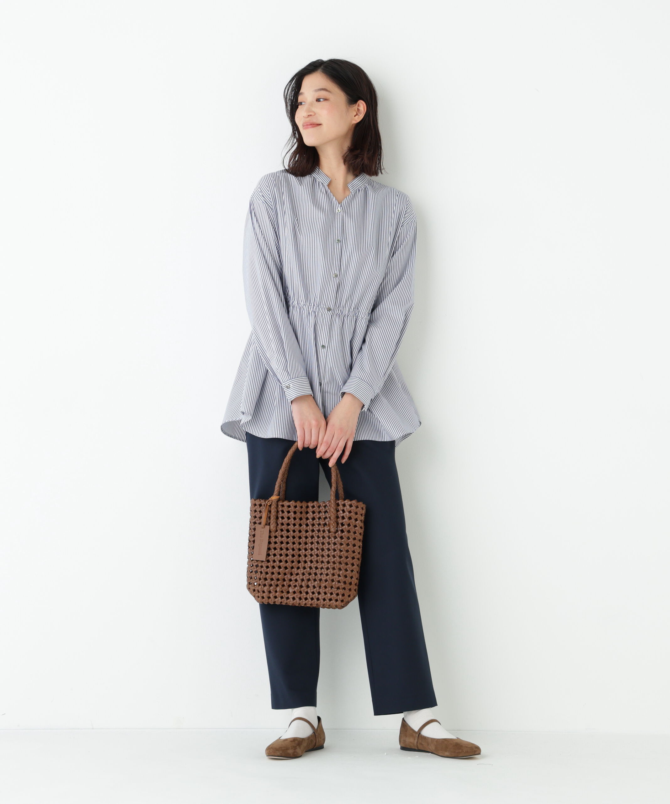  「◆《ウォッシャブル》シャンブレーオックスドロストブラウス」|シャツ・ブラウス|