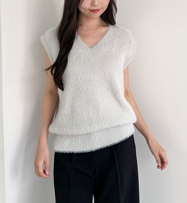 archives「ダブルフェイスフェザーニットベスト」|ニット・セーター|GRAY