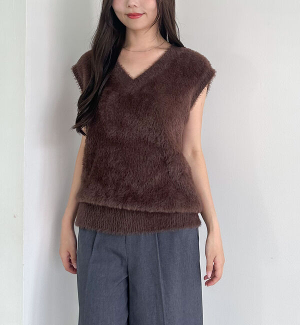 archives「ダブルフェイスフェザーニットベスト」|ニット・セーター|BROWN