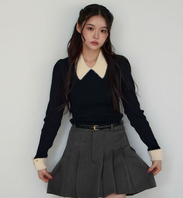 archives「フェザーカラークラシカルリブニット／」|ニット・セーター|BLACK