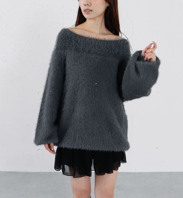 archives「スパンコールフェザーオフショルミドルニットプルオーバー」|ニット・セーター|