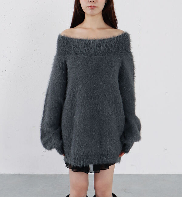 archives「スパンコールフェザーオフショルミドルニットプルオーバー」|ニット・セーター|