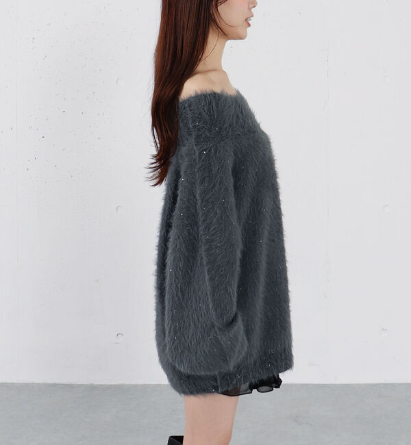 archives「スパンコールフェザーオフショルミドルニットプルオーバー」|ニット・セーター|