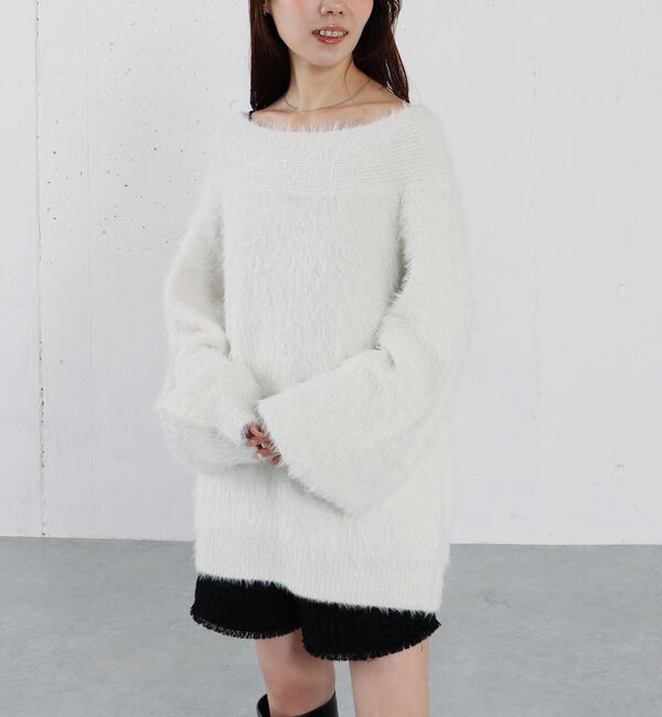 archives「スパンコールフェザーオフショルミドルニットプルオーバー」|ニット・セーター|IVORY