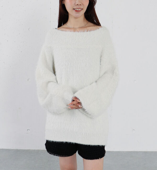 archives「スパンコールフェザーオフショルミドルニットプルオーバー」|ニット・セーター|