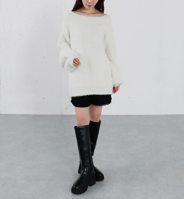 archives「スパンコールフェザーオフショルミドルニットプルオーバー」|ニット・セーター|