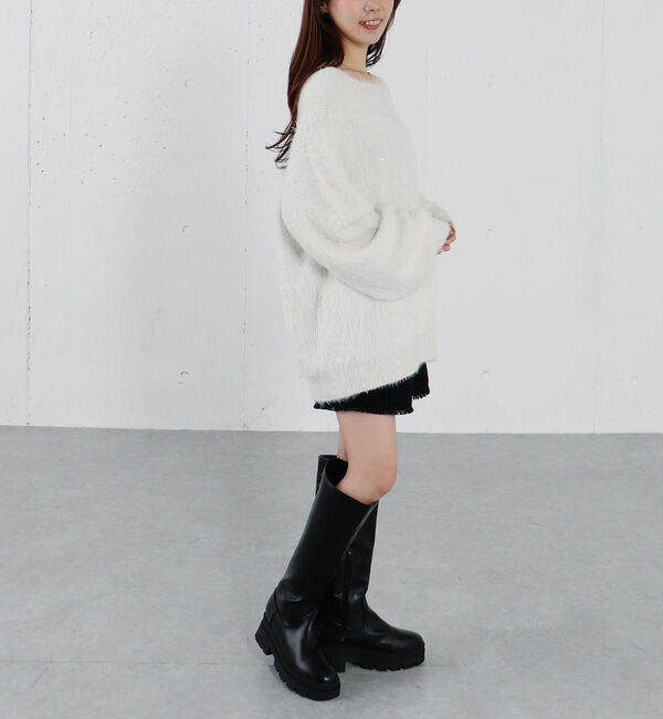 archives「スパンコールフェザーオフショルミドルニットプルオーバー」|ニット・セーター|