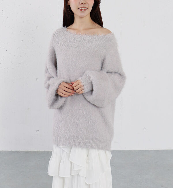 archives「スパンコールフェザーオフショルミドルニットプルオーバー」|ニット・セーター|GREIGE