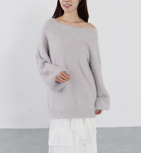 archives「スパンコールフェザーオフショルミドルニットプルオーバー」|ニット・セーター|