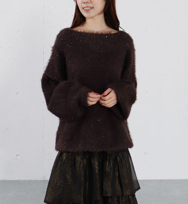 archives「スパンコールフェザーオフショルミドルニットプルオーバー」|ニット・セーター|