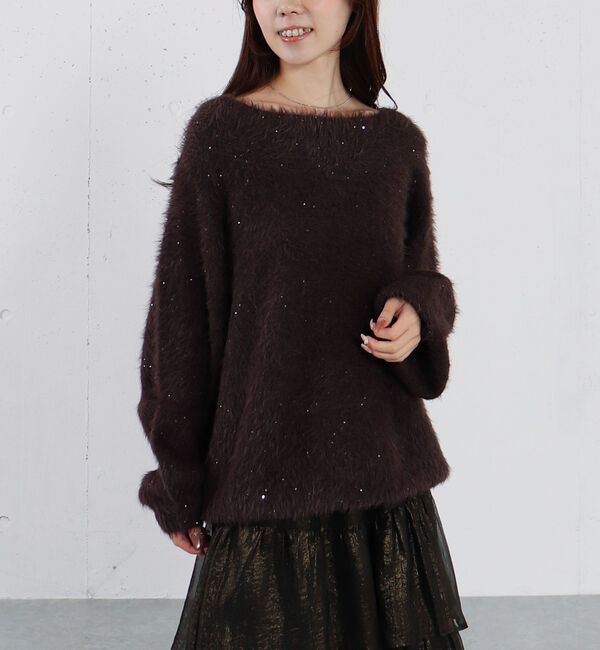 archives「スパンコールフェザーオフショルミドルニットプルオーバー」|ニット・セーター|