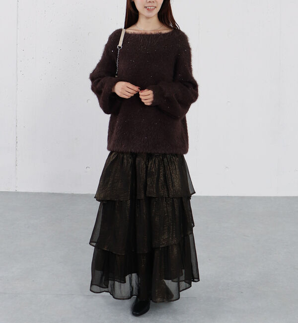 archives「スパンコールフェザーオフショルミドルニットプルオーバー」|ニット・セーター|