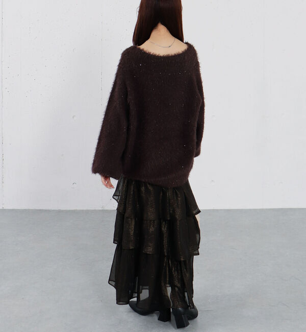 archives「スパンコールフェザーオフショルミドルニットプルオーバー」|ニット・セーター|