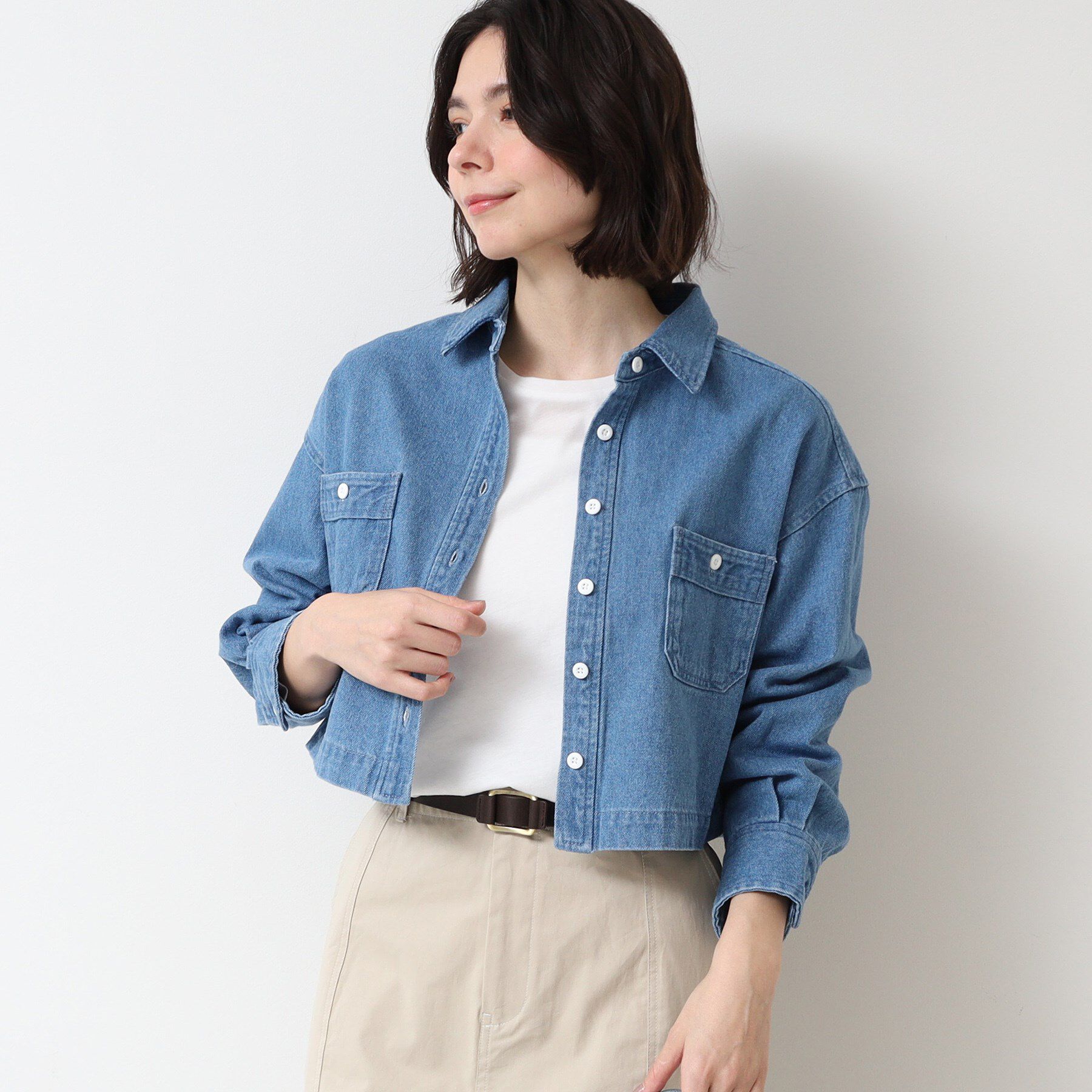 Dessin「【洗える】クロップドデニムジャケット」|デニムジャケット|