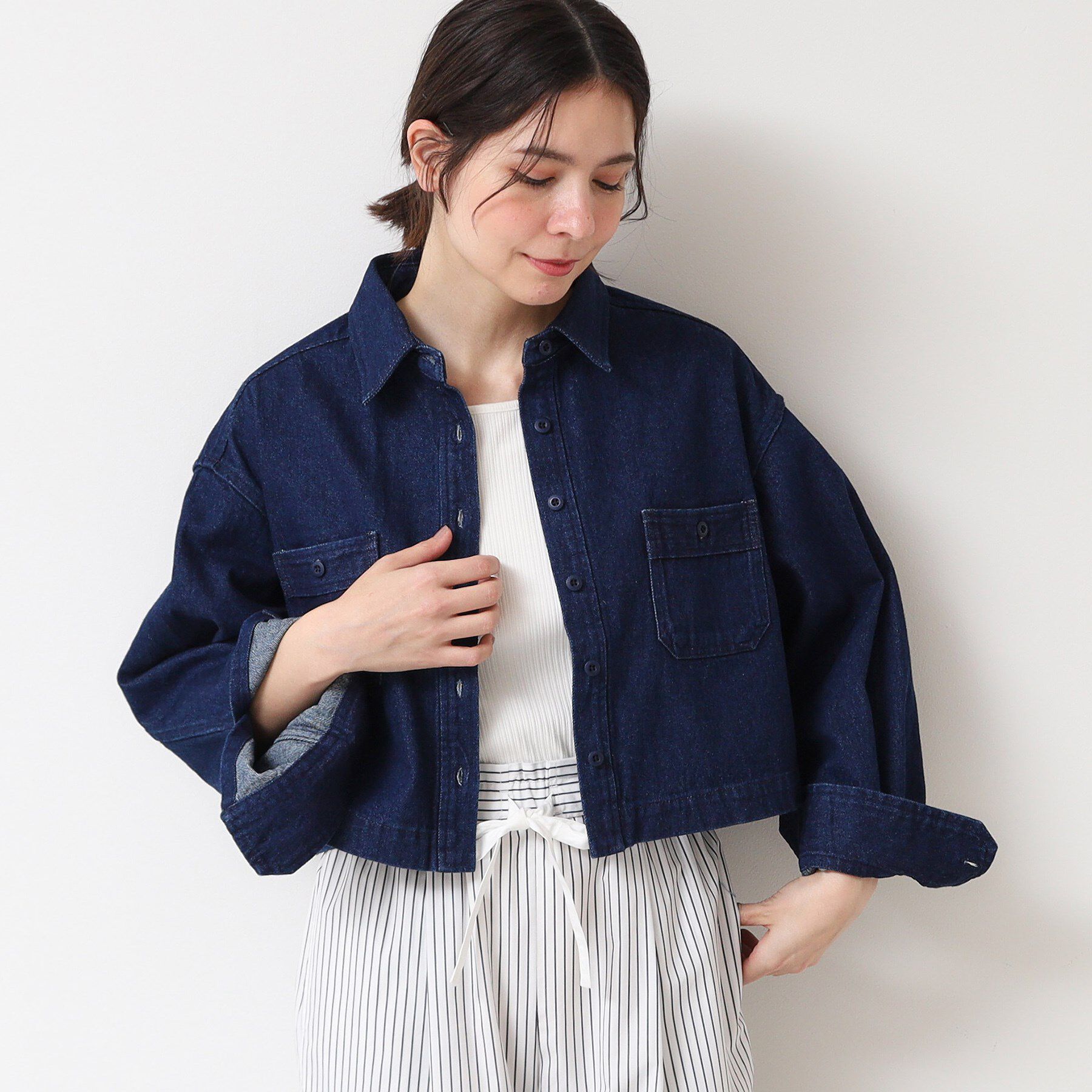 Dessin「【洗える】クロップドデニムジャケット」|デニムジャケット|