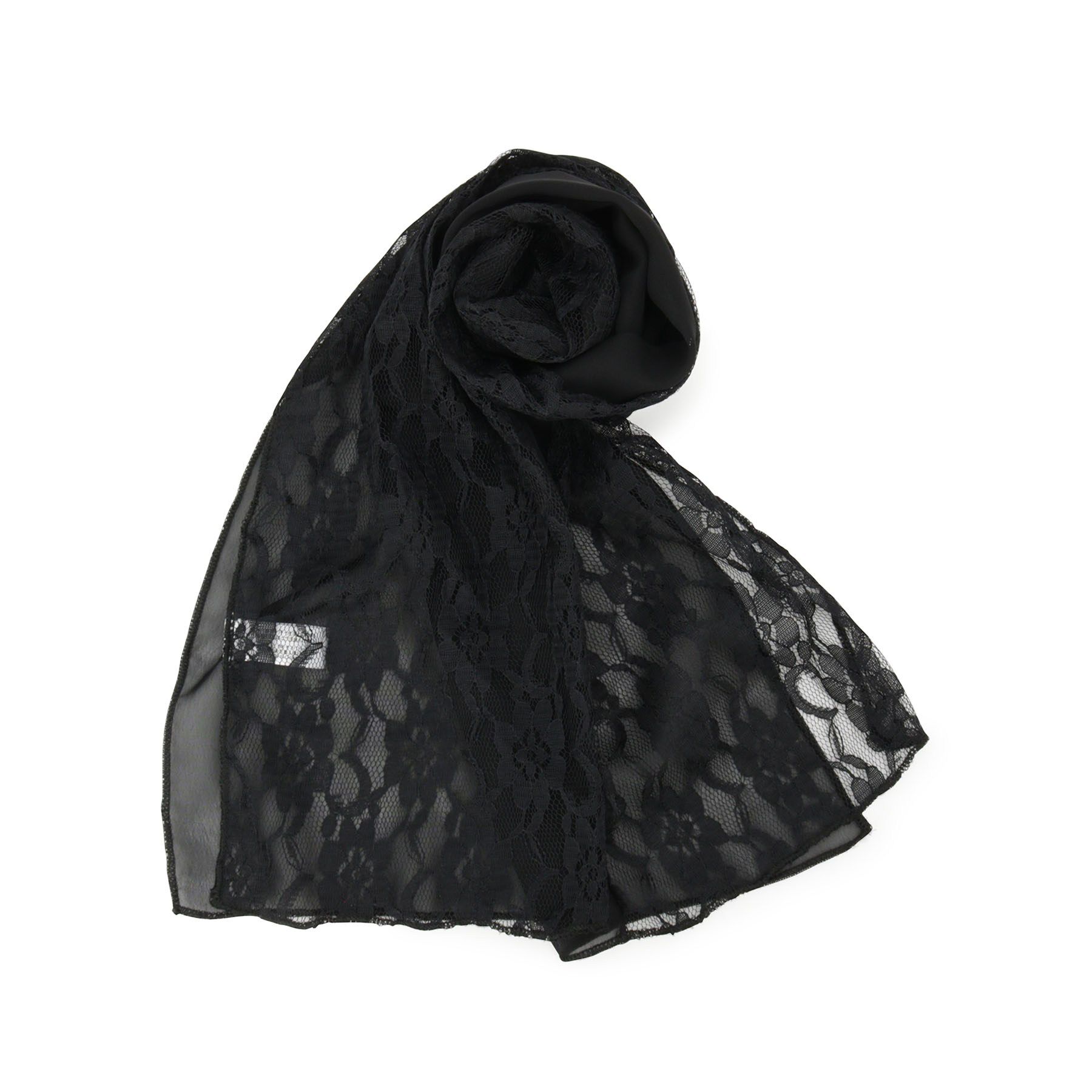 ITS&rsquo;DEMO「【手洗い可】レースシフォンストール」|ストール|ブラック(019)