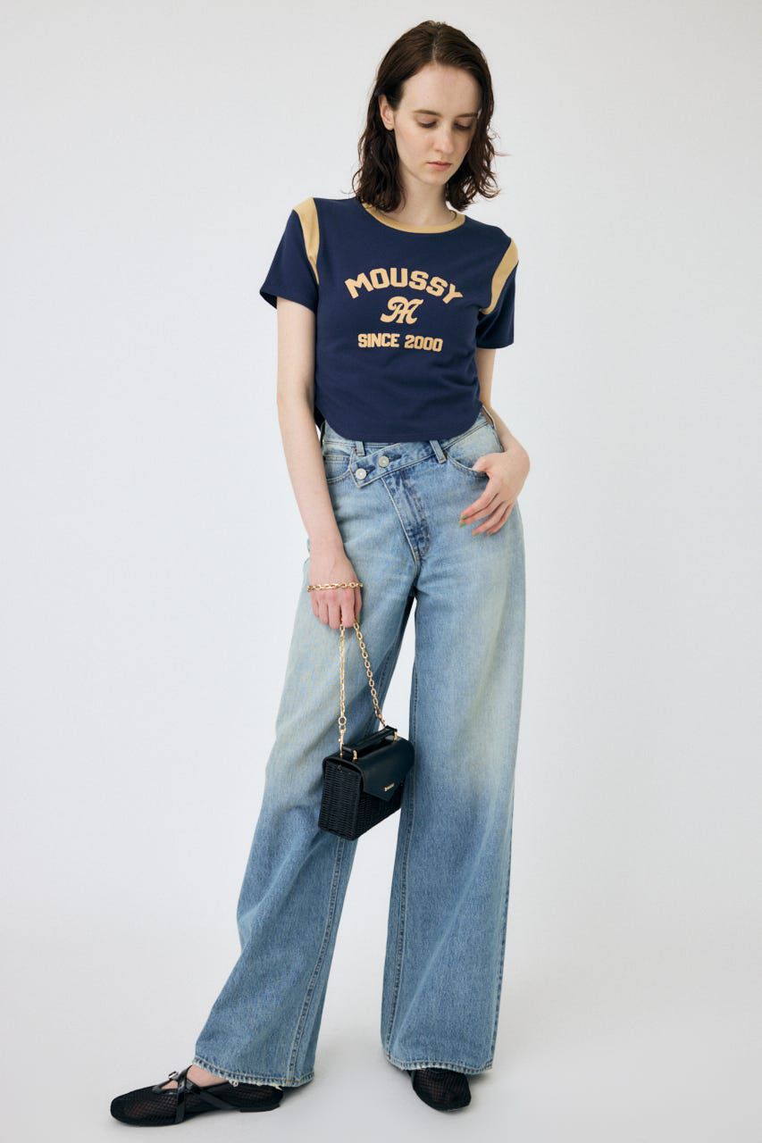 MOUSSY「CROSS WAIST WIDE STRAIGHT」|デニム|