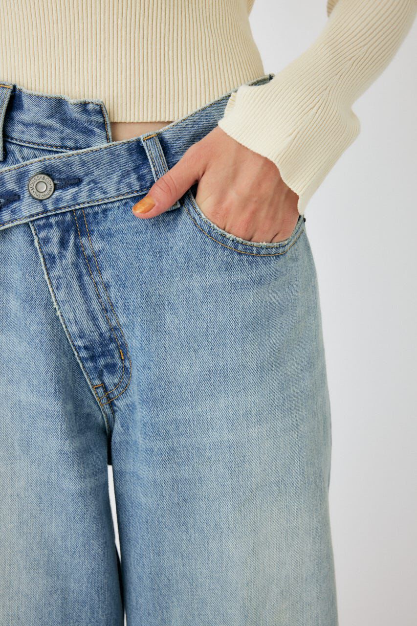 MOUSSY「CROSS WAIST WIDE STRAIGHT」|デニム|