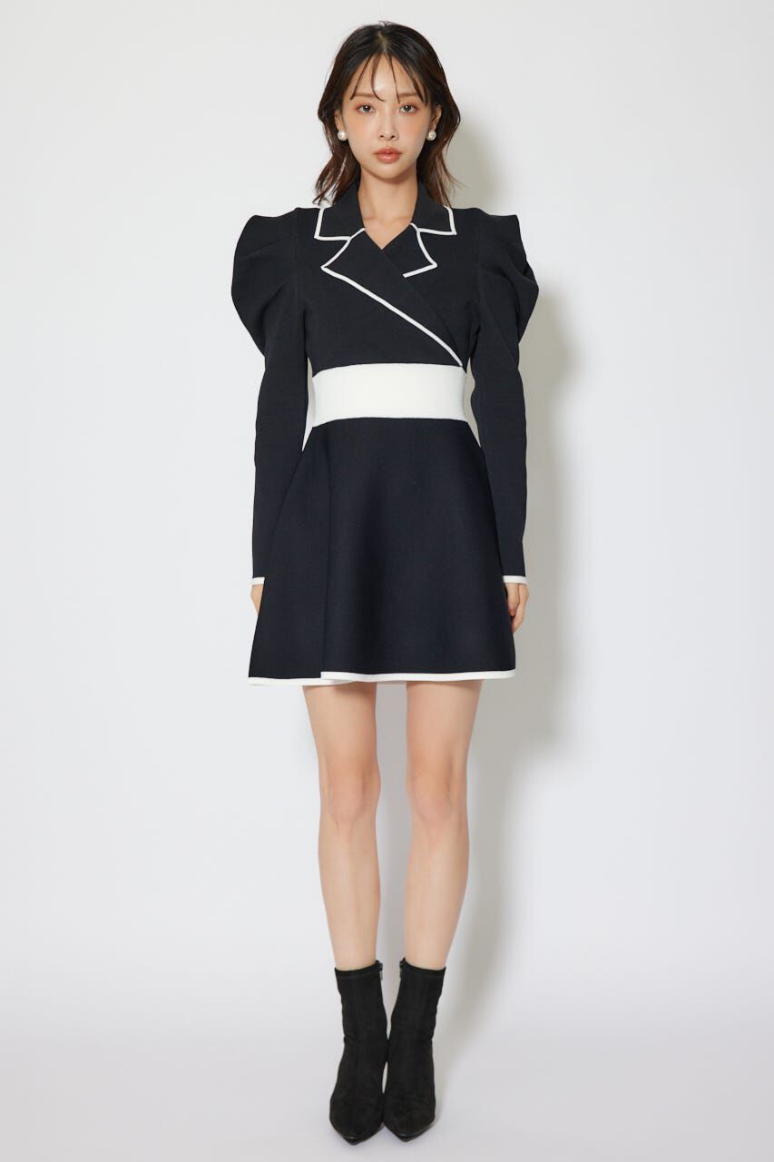 rienda「テーラードカラーミニフレアニットワンピース」|ワンピース|