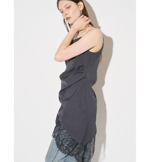 ELENDEEK「ASYMMETRY DRAPE CAMI」|キャミソール|チャコールグレー